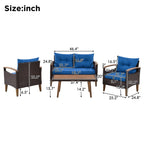 Topcobe Patio Seating Set with Cushions, 4-Piece Garden Furniture, Beige