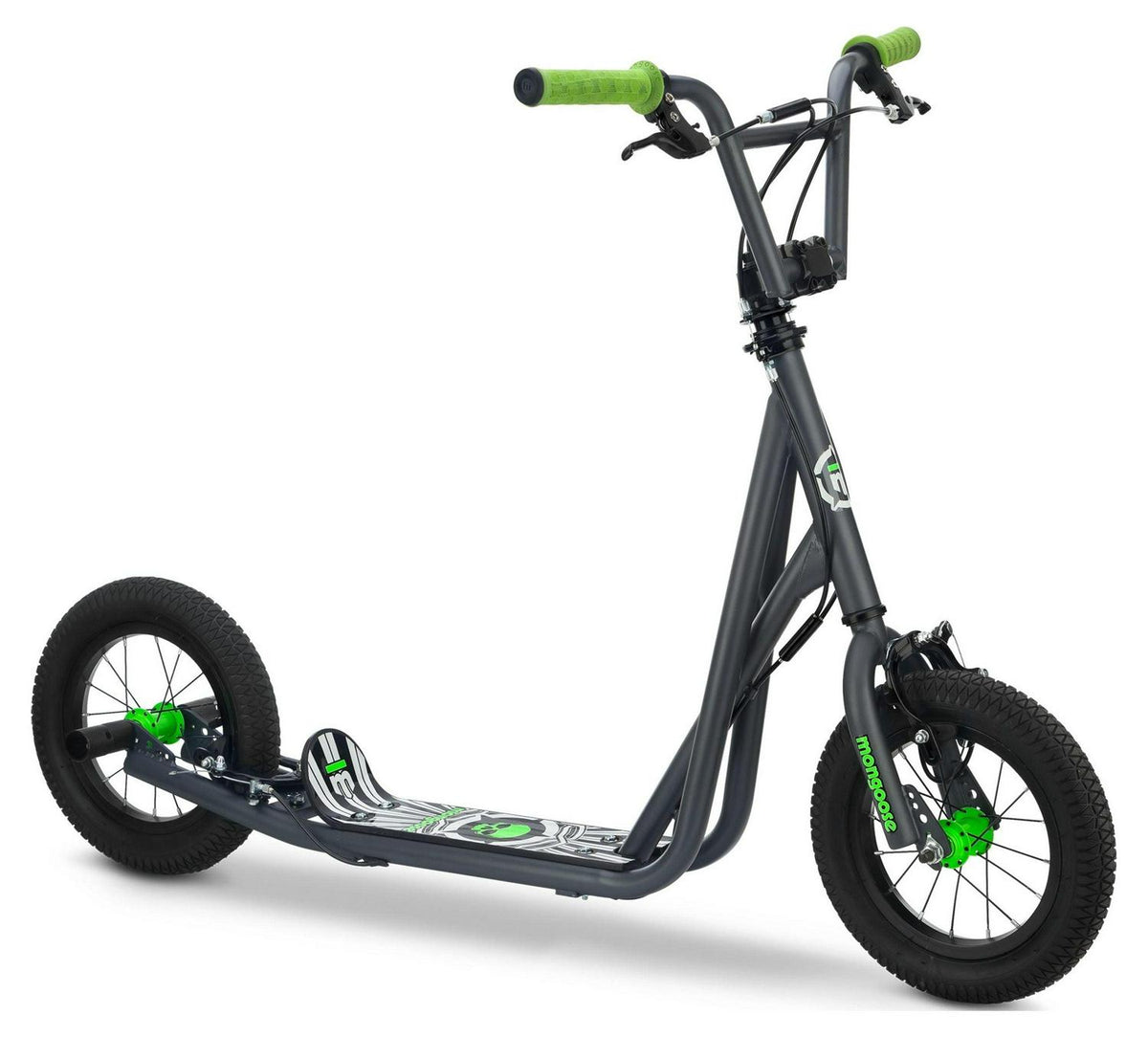 Mongoose Expo Scooter. 12-inch wheels. ages 6 and up. grey