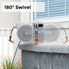 Giraffe Tools Retractable Garden Hose Reel with 1/2in-100ft Water Hose, Plastic Bracket, Wall Mounted, Dark Grey