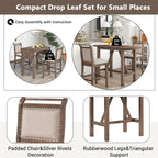 Harper & Bright Designs 3 Piece Wood Folding Dining Table Set Drop Leaf Table with 2 Padded Counter Height Dining Chairs for Small Place, Brown