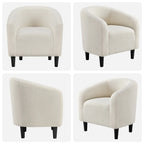 Yaheetech Upholstered Club Chair Accent Barrel Chair, Ivory