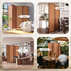 JOSTYLE 4-Panel Room Divider 6ft Tall Extra Wide Folding Privacy Screen with Diamond Double-Weave Divider for Room Separation Freestanding Red Brown