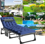 Slsy Folding Lounge Chair, 5-Position Adjustable Outdoor Reclining Chair, Folding Sleeping Bed Cot, Folding Chaise Lounge Chair for Pool Beach Patio Sunbathing