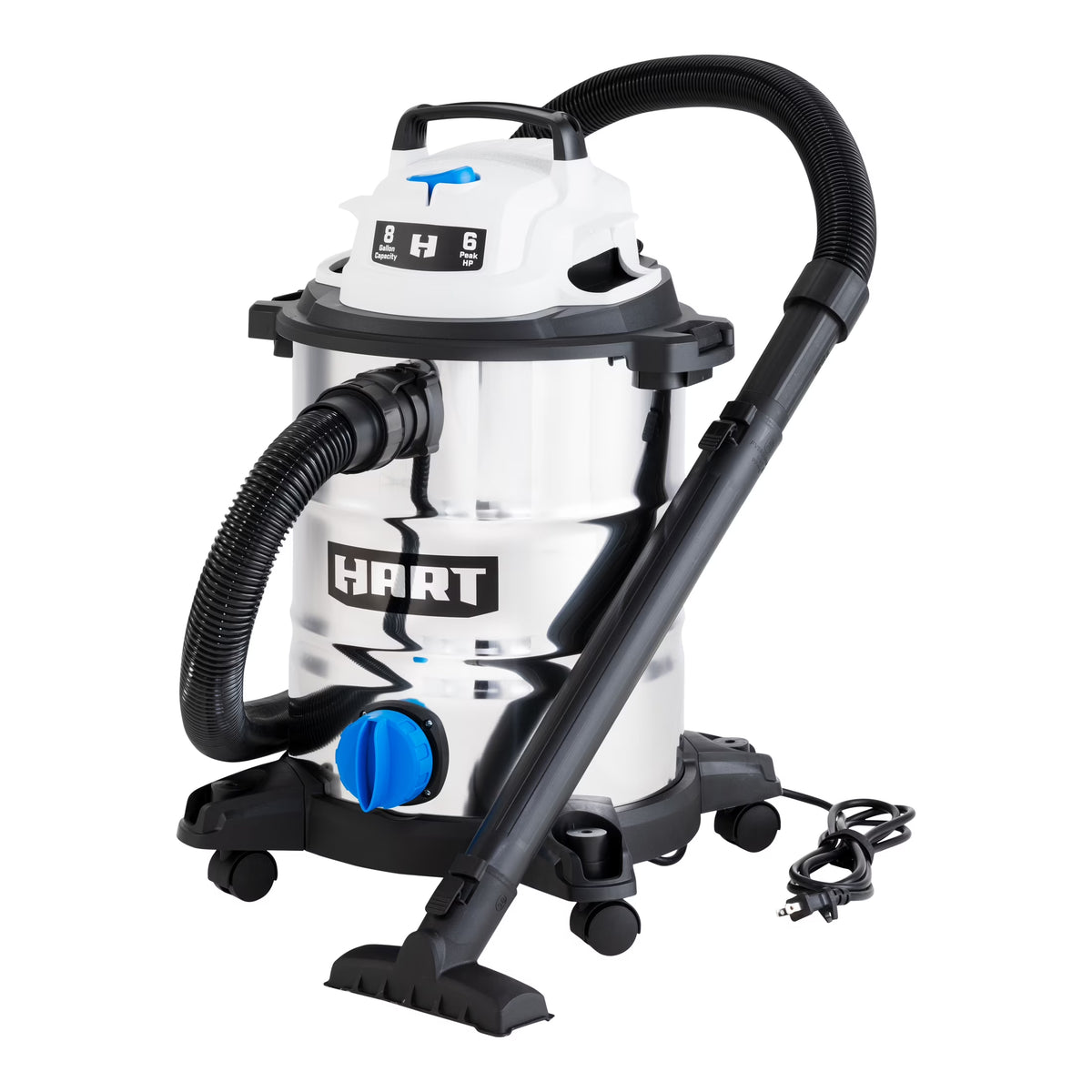 HART 8 Gallon 6 Peak HP Stainless Steel Wet/Dry Vacuum, VOC812SF 3702