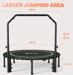 BCAN 450 LBS Foldable Mini Trampoline, 40" Fitness Trampoline with Bungees, Stable & Quiet Exercise Rebounder for Kids/Adults
