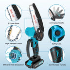 Saker 6 Inch Mini Chainsaw, Handheld Pruning Chainsaw, Electric Cordless Chainsaw for Tree Branches, Courtyard, Household & Garden, With 2PCS 20V 1500mAh Batteries & 3 PCS Chains