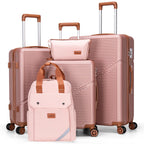 Cosbarn 5 Piece Luggage Sets ABS Hardshell Lightweight Suitcases Sets with TSA Lock Durable Spinner Wheels