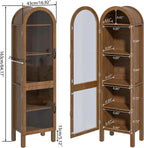 Fiogmub Tall Arched Storage Display Cabinet, Arched Pantry Cabinet with Doors, Acrylic Glass Doors