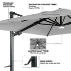 Boyel Living Cantilever Outdoor Patio Umbrellas, with Bluetooth Ambient Light & Base, Offset Square Umbrella for Pool Deck Garden Backyard, Navy Blue