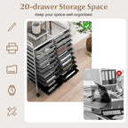 Costway 20 Drawer Rolling Storage Cart Tools Scrapbook Paper Office School Organizer Yellow