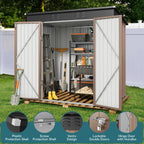 Lofka 6ft x 4ft Outdoor Storage Shed, Metal Garden Shed,Brown