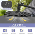 Costway 10 FT Solar Offset Hanging Umbrella Patio Cantilever Umbrella with 32 LED Lights Brown