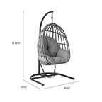 Mainstays Outdoor Wicker Patio Hanging Egg Chair, Gray