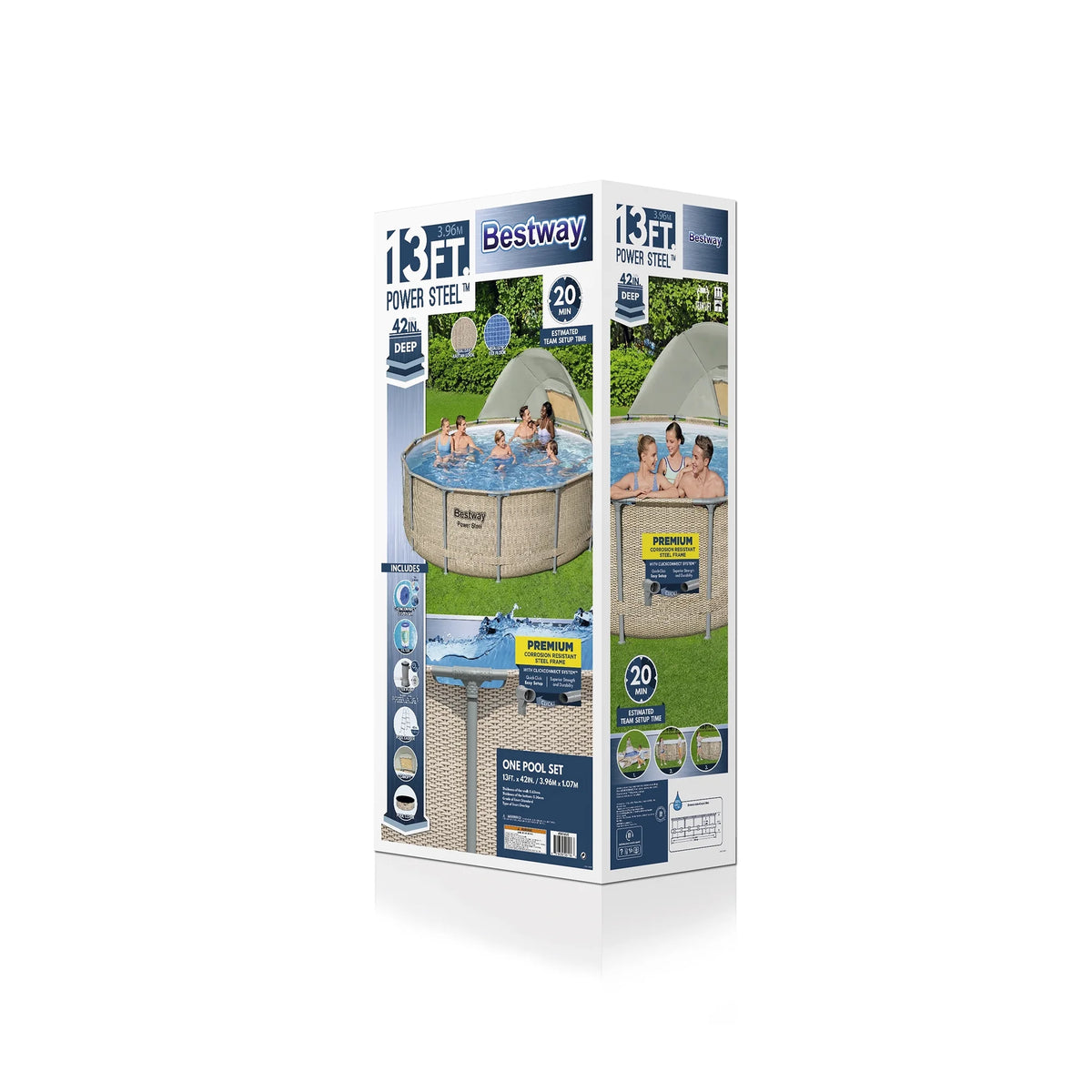 Bestway Power Steel 14' x 42" Round Above Ground Outdoor Swimming Pool Set