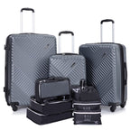 10 Piece Luggage Set Lightweight Suitcase Set with 7PCS Organizer Bags Suitcase with TSA Lock Spinner Wheels(Black)