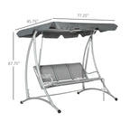 Outsunny 3 Person Patio Swing Seats, Porch Swing with Stand & Adjustable Canopy, Heavy Duty Outdoor Swing Chair Bench for Adults, Black