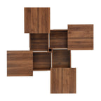 PORKISS Square Coffee Table, Modern Coffee Table with Sliding Top and Storage Space, Cocktail Table with Storage and Grain Veneer Finish, Freestanding Storage Coffee Table for Living Room, Walnut