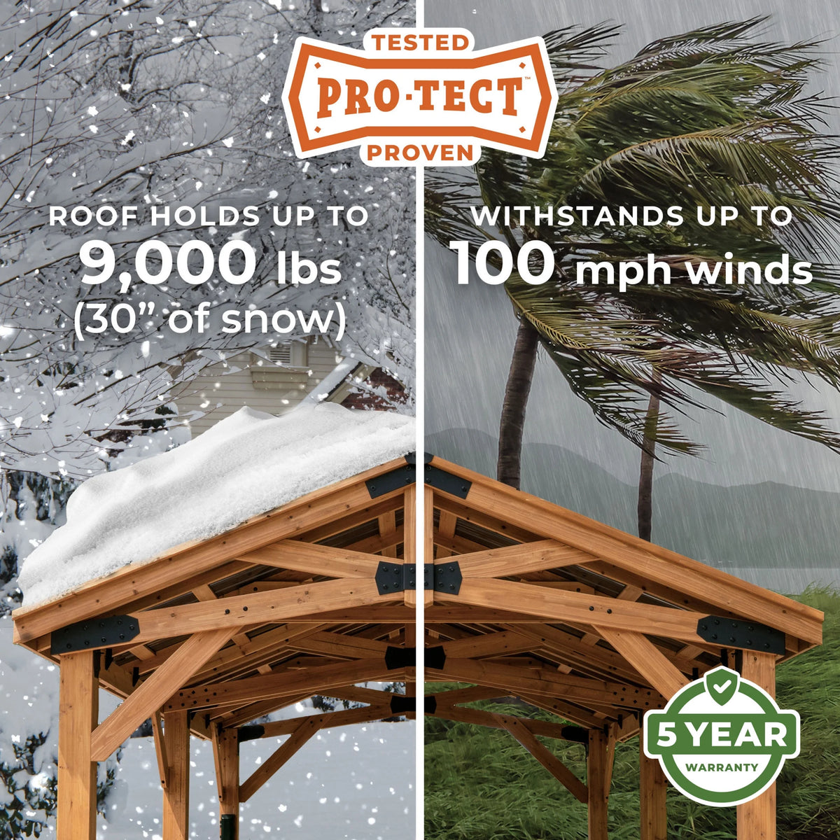 Backyard Discovery Norwood 14' x 12' Cedar Wood Gazebo, Galvanized Steel Roof, PowerPort
