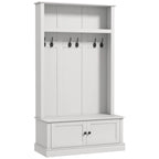 HOMCOM Hall Tree, Entryway Bench w/ Coat Rack, Shoe Cabinet, Black