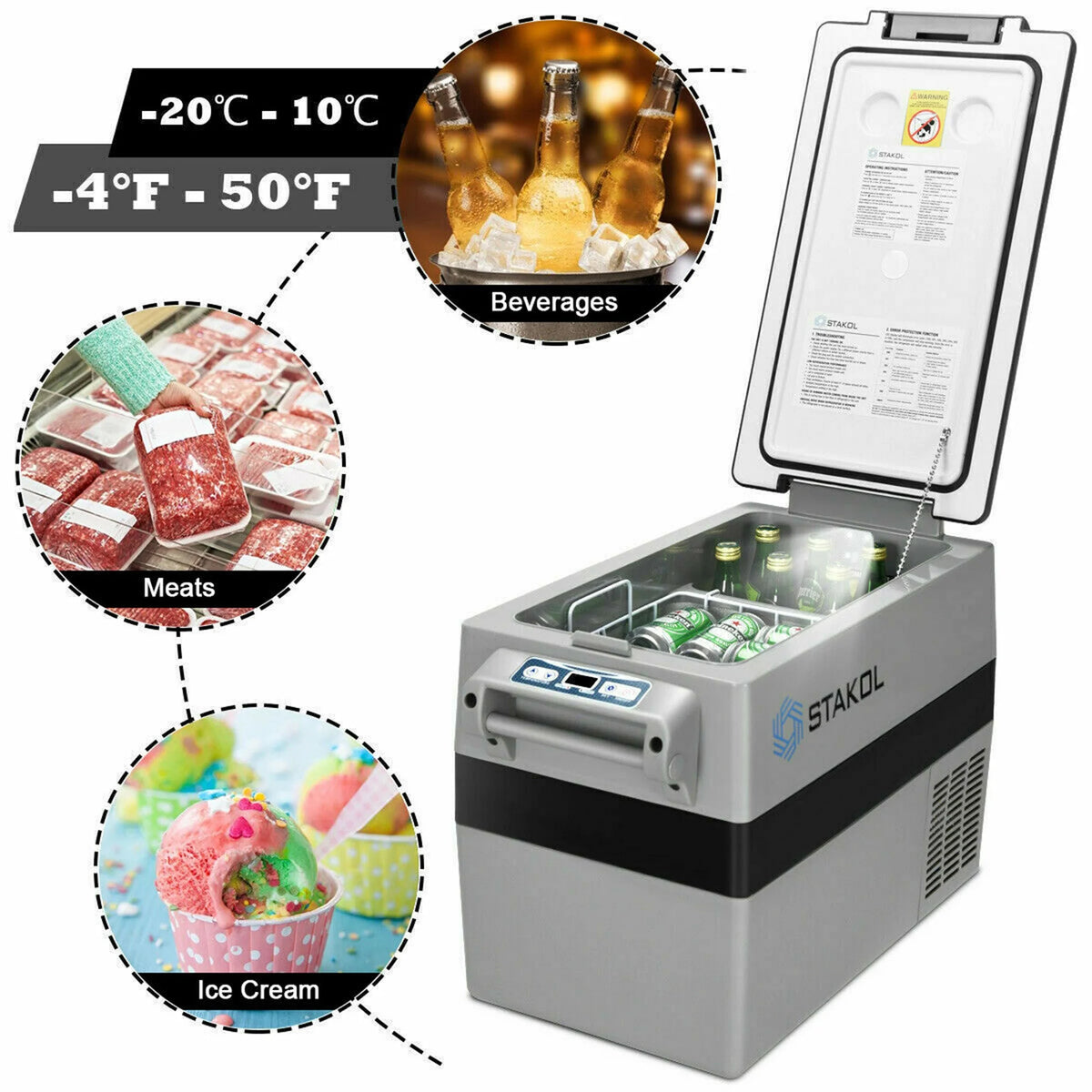 Gymax Portable Refrigerator Vehicle Car Compressor Freezer Cooler 44-Quart