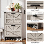 VEANERWOOD Shoes Storage Cabinet With Doors, Farmhouse Shoe Cabinet With 2 Flip Drawers For Entryway,Gray