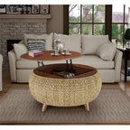 Gallerie Decor Bali Breeze Round Transitional Wood Coffee Table in Silver