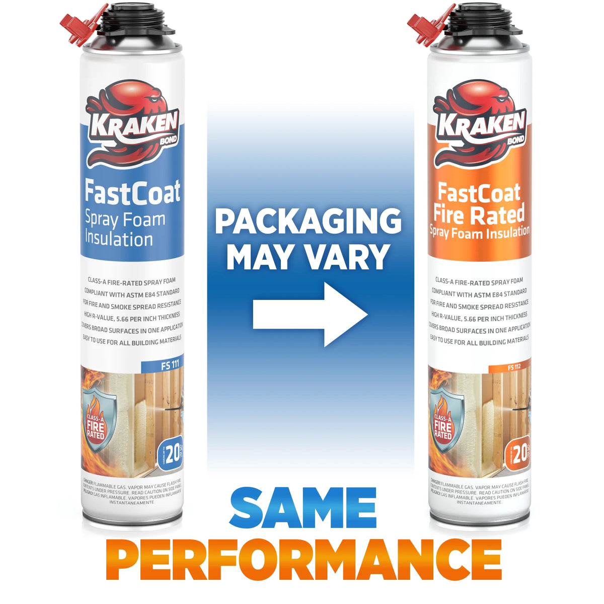 Kraken Bond Fastcoat Spray Foam Insulation Kit, Class A Fire Rated, 240 Board Feet, Closed Cell - 12 Pack Set
