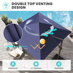 Pellebant 10 ft. x 10 ft. Square Double Top Patio Cantilever Umbrella, Navy Blue