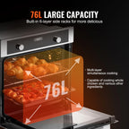 KFFKFF Single Wall Oven, 24" Electric Oven for Built-in Installation, Offers 9 Cooking Modes, 2.68 Cu.Ft Capacity, Includes Timer, 2800W Power