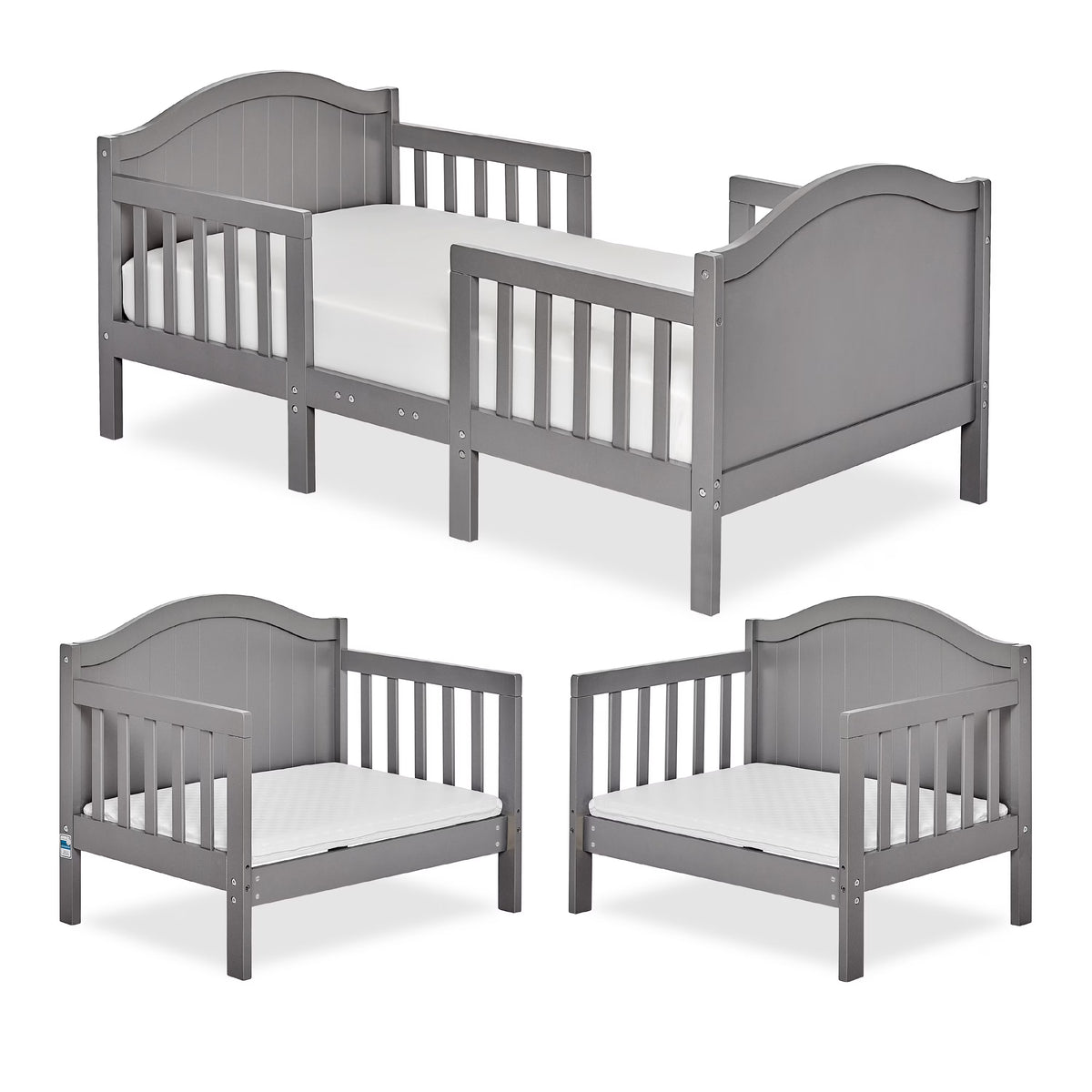 Dream On Me Portland 3 in 1 convertible Toddler Bed, Steel Grey