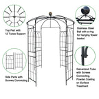 Metal Garden Arch Iron Garden Arbors Gazebo Dia81.3'' x 114.2'' High Birdcage Shape Pergola Pavilion for Wedding Ceremony Outdoor Black