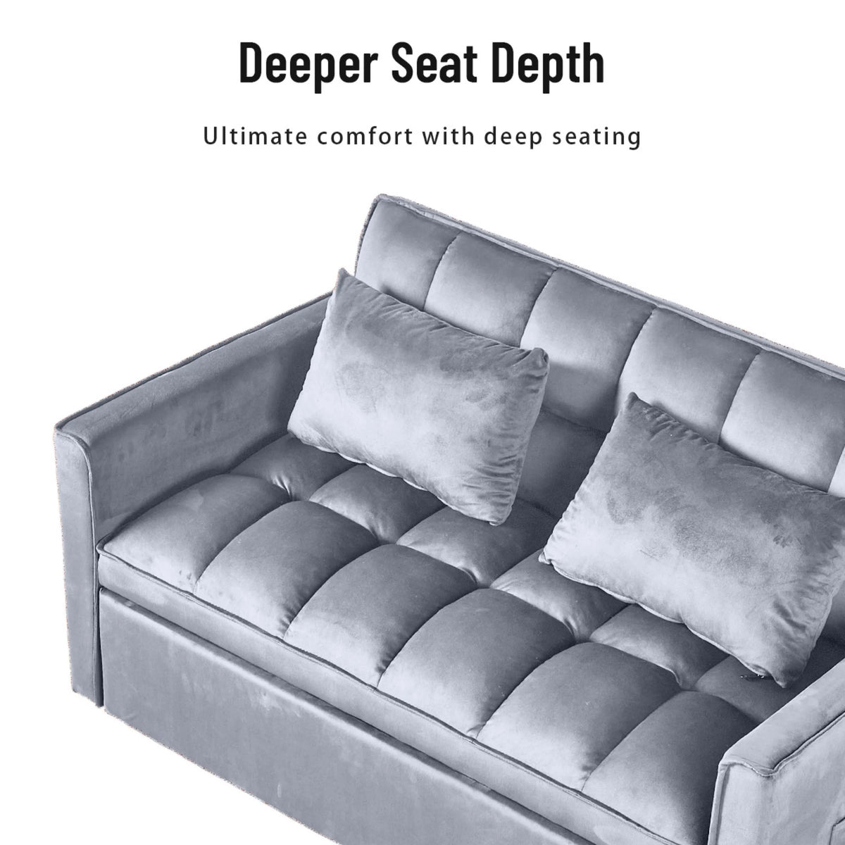 Gewnee 55'' Modern Convertible Velvet Sofa Bed with Pull-Out Twin Bed, Adjustable Backrest for Living Room, Office (Dark Gray)