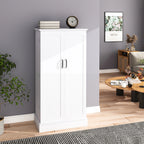 47 Kitchen Pantry Cabinet, White Buffet Cupboards Sideboard with Doors & Adjustable Shelves, Kitchen