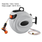 KFFKFF Retractable Hose Reel Water Hose Reel 130'x1/2" 180�� Swivel Wall Mount