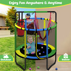 Mini Round Trampoline for Kids with Basketball Hoop, SEGMART 55'' Indoor Outdoor Toddler Trampoline with Enclosure Net, Swing, Sandbag, Ring, Ocean Balls, Small Trampoline Gift for Boys Girls, Blue