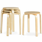 Set of 4 18" Stacking Stool Round Dining Chair Backless Wood Home Decor