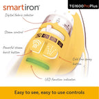 Oliso TG1600 Pro Plus 1800 Watt SmartIron with Auto Lift - for Clothes, Sewing, Quilting and Crafting Ironing | Diamond Ceramic-Flow Soleplate Steam Iron, Yellow