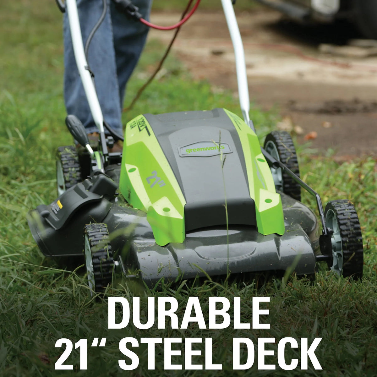 Greenworks 13 Amp 21-inch Corded Electric Walk-Behind Push Lawn Mower, 25112