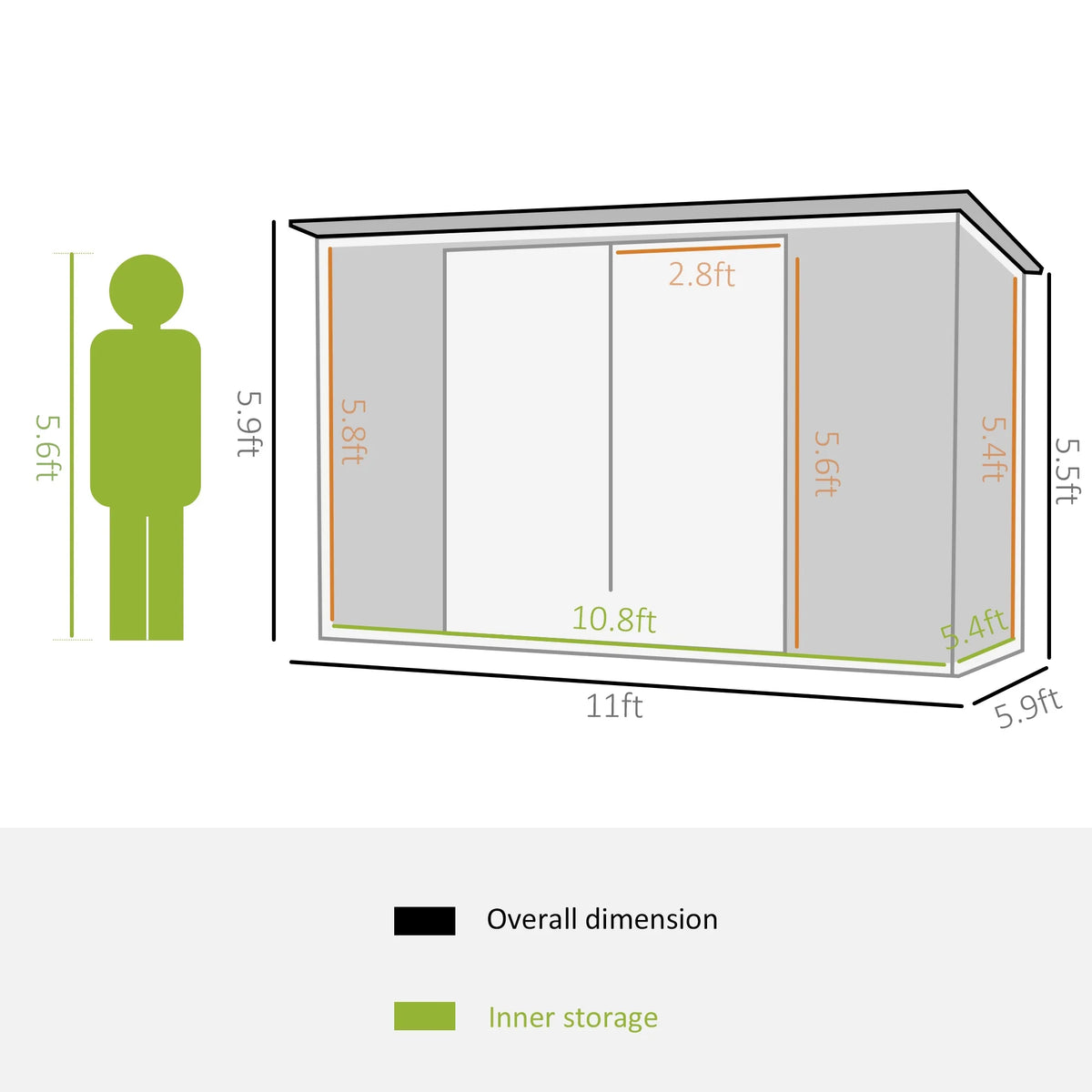 Outsunny 4.6' x 9' Metal Outdoor Storage Shed, Garden Utility Tool House with Double Lockable Doors for Backyard, Patio, Lawn, Garage, White
