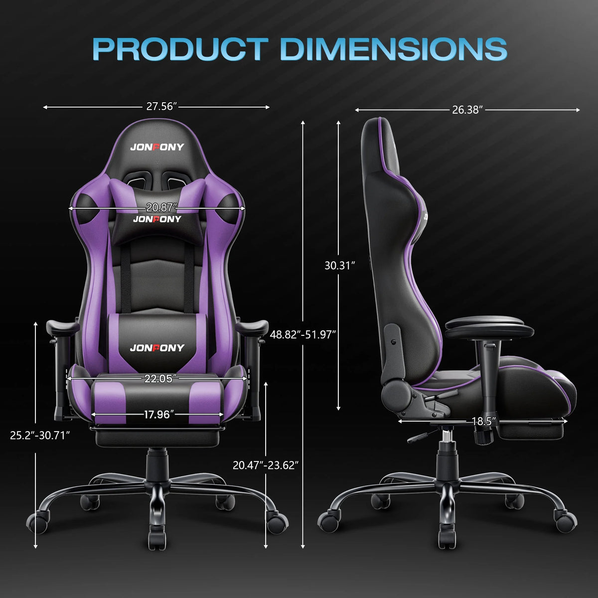 JONPONY Big and Tall 500LBS Gaming Chair, Ergonomic Design, Gamer Chair PU Leather with Footrest and Lumbar Support, High Back Office Chair Support 8 Hours Long Sitting,Red Computer Chair,Red