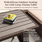 AECOJOY 7 Piece Patio Furniture Set PE Rattan Outdoor Dining Set Sectional Sofa Couch with Table Patio Conversation Set in Gray