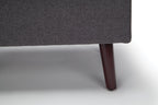 OFM Mid Century Modern Tufted Fabric Storage Ottoman, Walnut Legs, in Beige