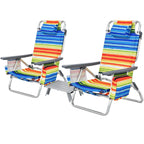 Costway 2-Pack Folding Backpack Beach Chair Table Set 5-Position Outdoor Reclining Chair Pink