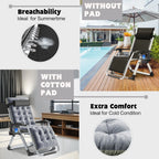 NAIZEA 2 Pack Zero Gravity Chair, Foldable Portable Lawn Recliner with Cushion, Headrest, Cup Holder, Black
