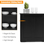 Costway Kitchen Storage Cabinet Sideboard Buffet Cupboard Wood Sliding Door Pantry White