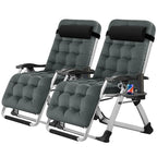 NAIZEA 2 Pack Zero Gravity Chair, Foldable Portable Lawn Recliner with Cushion, Headrest, Cup Holder, Black