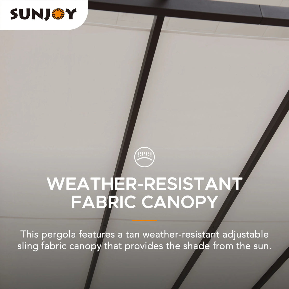 Sunjoy Diego 10x10 ft. Outdoor Patio Brown Steel Classic Frame Pergola with Retractable White Canopy Shade for Backyard, Garden Activities