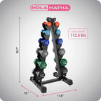 HolaHatha Neoprene Dumbbell Weight Set with Rack (Black), 112.5 lb
