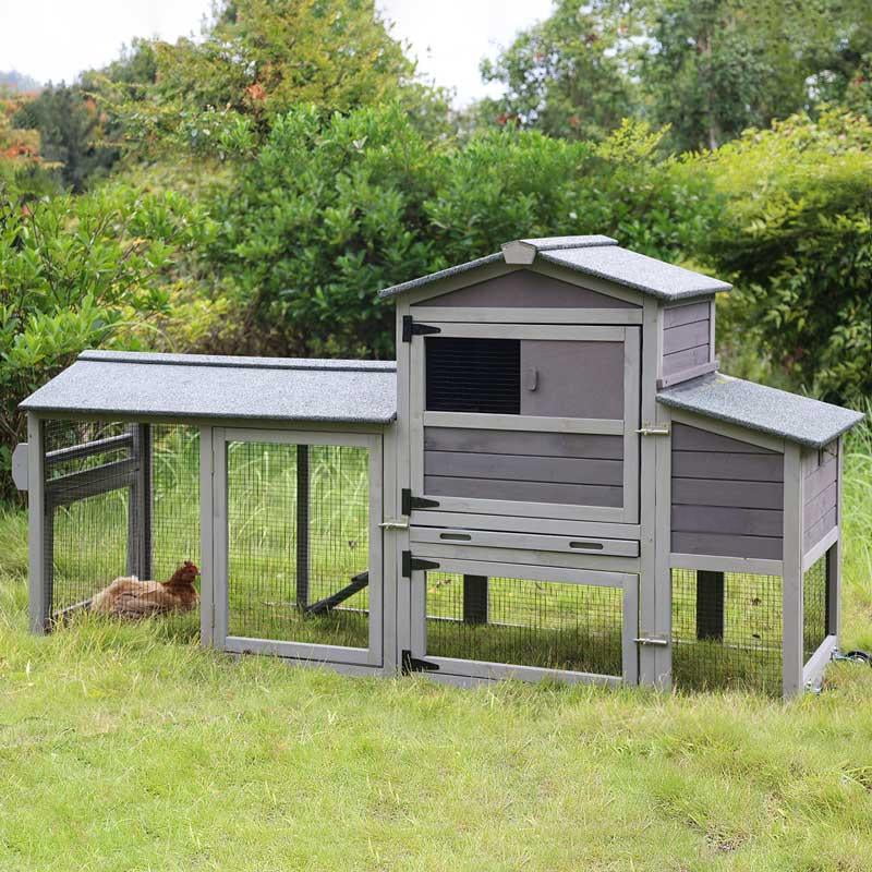 MEDEHOO 80" Mobile Chicken Coop with Wheels - Weatherproof Wooden Hen House, Outdoor Poultry Cage & Nesting Box Run, Expandable Design