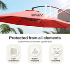 LAUSAINT HOME 11FT Patio Umbrella with Base, Outdoor Deluxe Curvy Cantilever Umbrella for Patio Pool Deck, Champagne